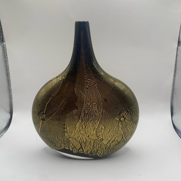 Vase Gold over black Lollipop Hand Blown Luxury Glass by Michael Harris. - Picture 4 of 9